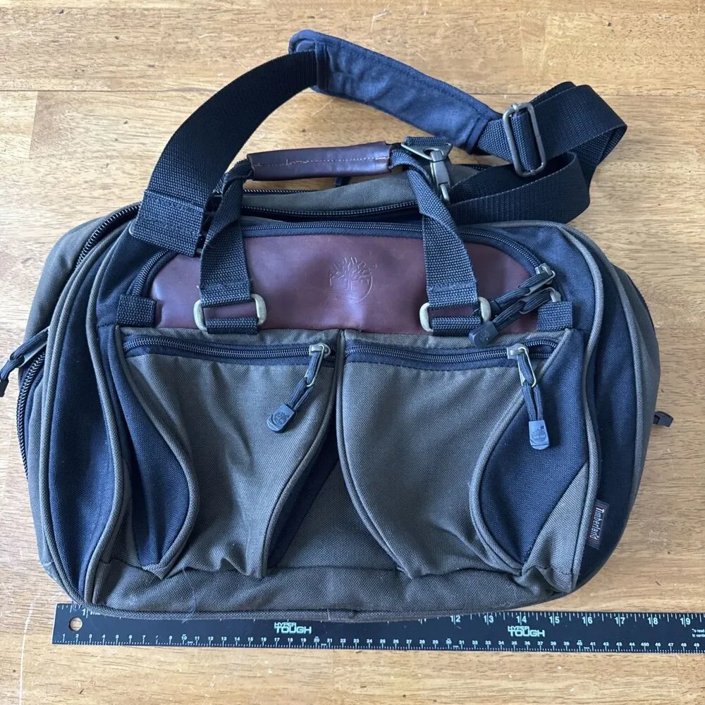 Timberland Olive Drab Canvas & Leather Briefcase w/15” Laptop Compartments